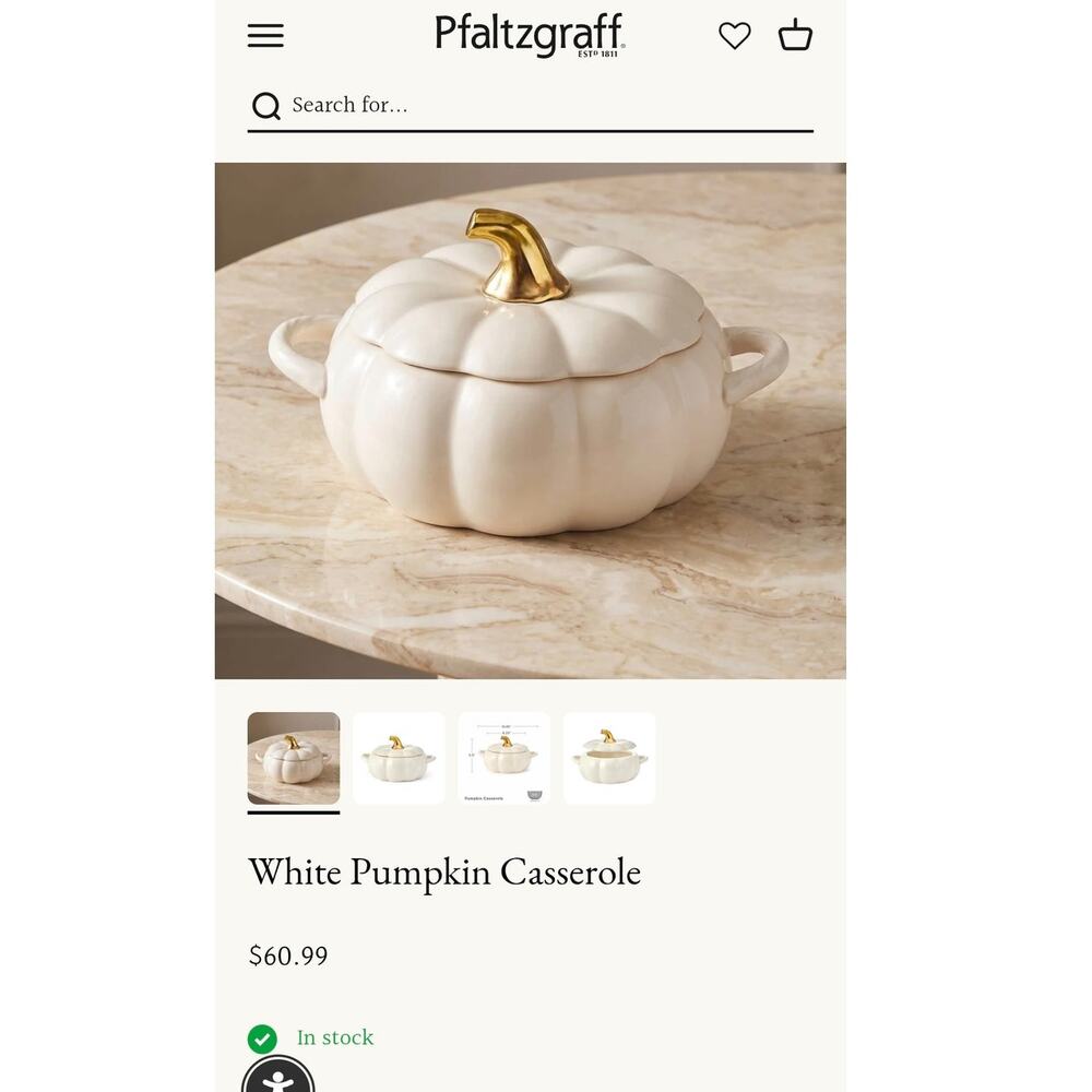Pfaltzgraff White Pumpkin Casserole 2 Qt NIB | Fall Cottagecore Harvest Elegance - Picture 10 of 10
